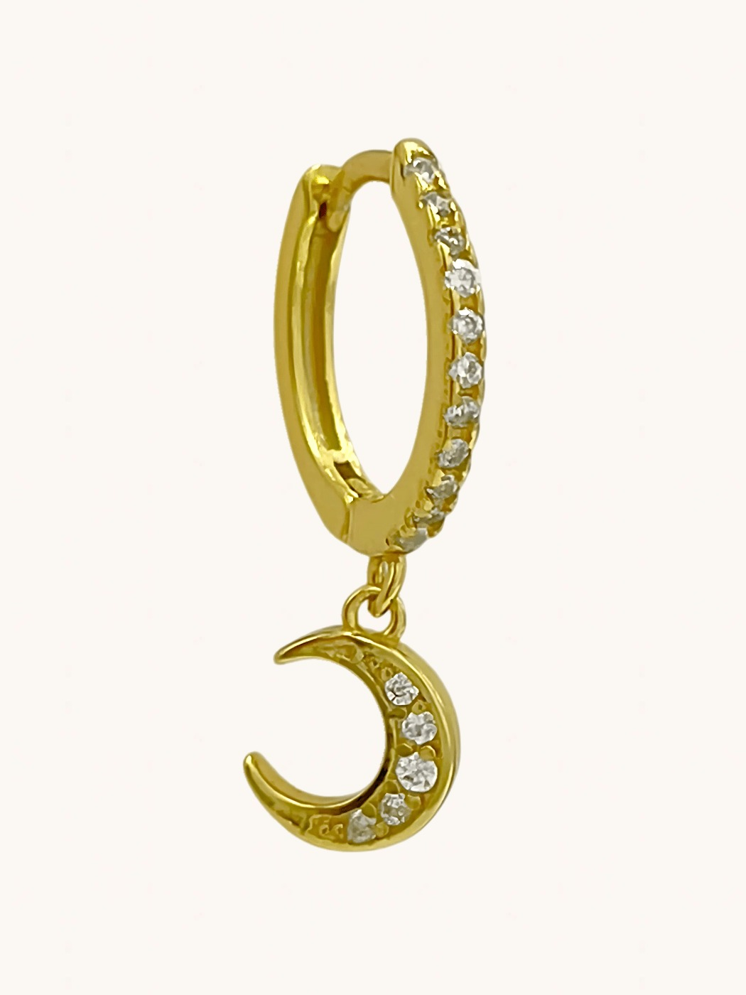 Front View of Stella Crescent Single Earring in 18k Gold-plated Sterling Silver Jewelry for Pierced Ears Gold Plated 925 Metal Stone One Size 0.7gms
