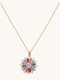 Front View of Noor Pendant Necklace in 18K Rose Gold Plated 925 Sterling Silver Fixed Length 18k Brass Metal Stone One Size 6.3gms