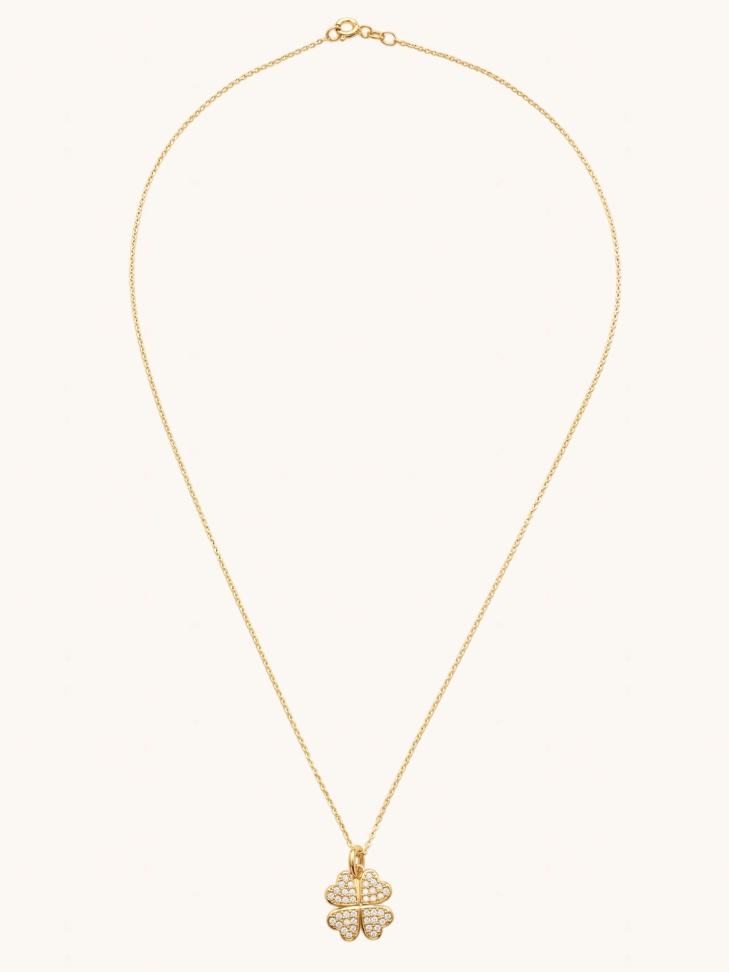 Rear View of Cara Clover Pendant Necklace Fixed Length 18k Gold Plated 925 Sterling Silver Brass 16 inches 2.3gms
