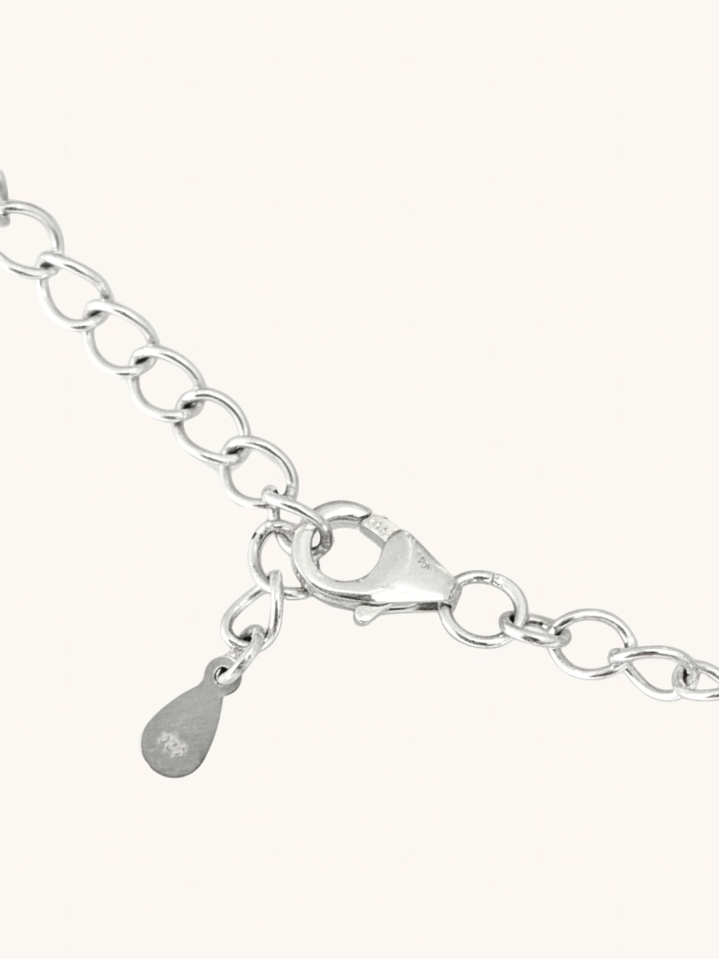 Rear View of Amelia Pearl Bracelet Adjustable Length 925 Sterling Silver Metal Stone One Size