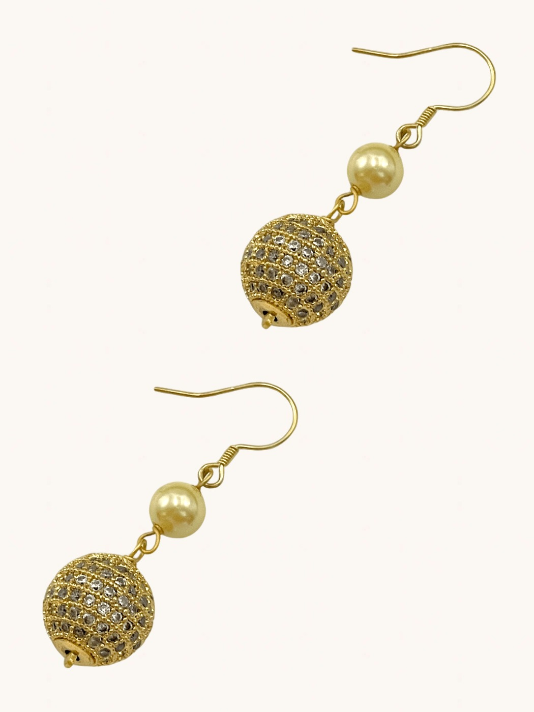Rear View of Lara Earrings - Gold Jewelry for Pierced Ears 18k Plated 925 Sterling Silver Metal Stone One Size 8gms