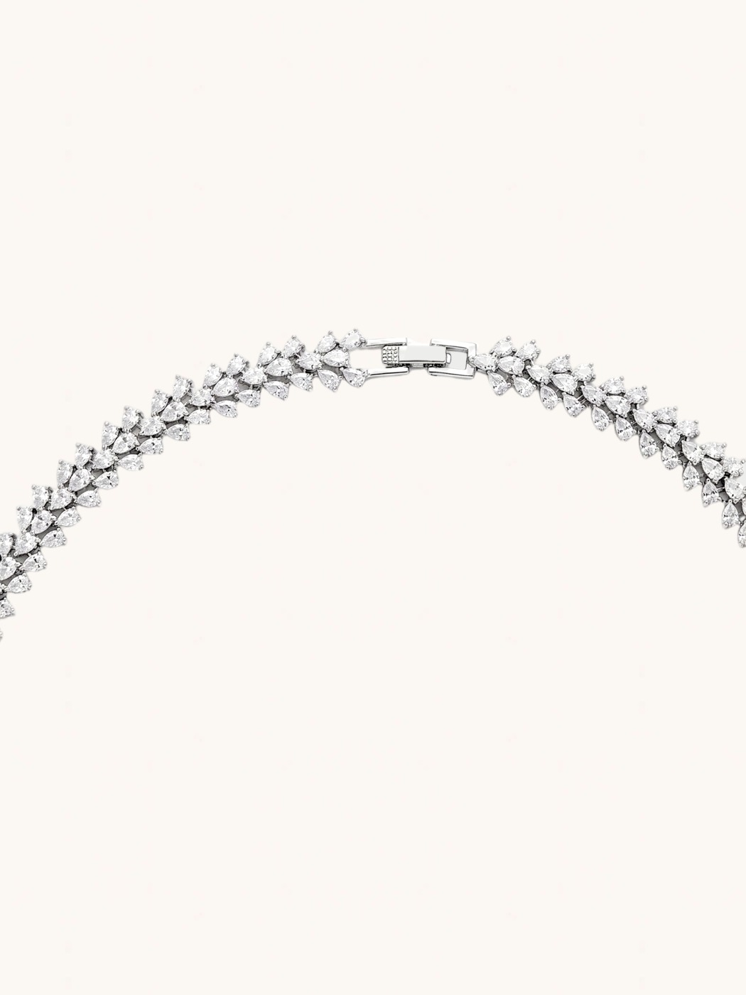 Rear View of Blair Necklace Set with Earrings and Ring in Rhodium Plated Metal Comfort Fit Copper One Size 40.4gms Mix