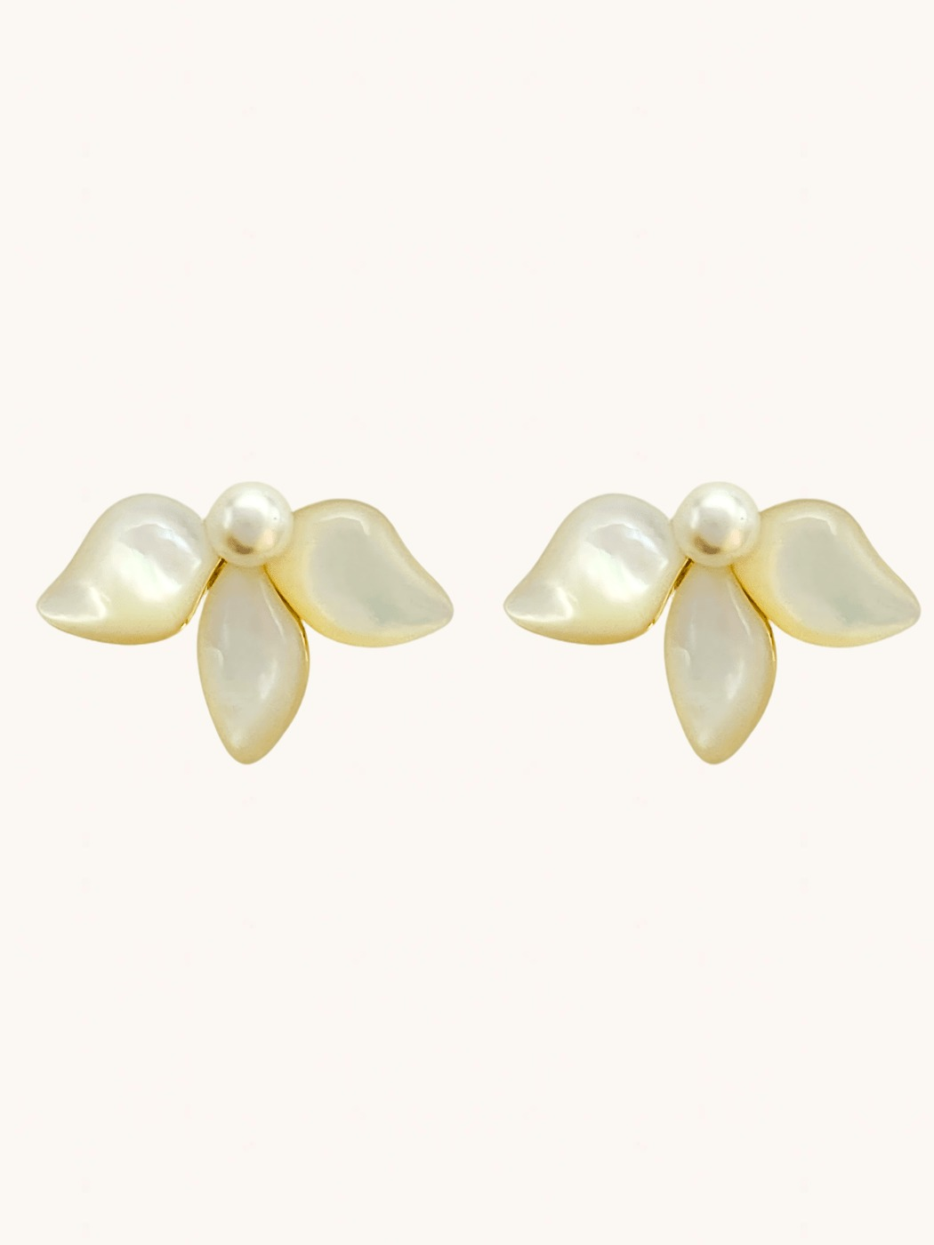 Front View of Katie Pearl Stud Earrings in 18K Gold-Plated Metal Jewelry for Pierced Ears 18k Gold Plated Steel | Hypoallergenic Tarnish Resistant Sweat Water Stone One Size 3.8gms Stainless