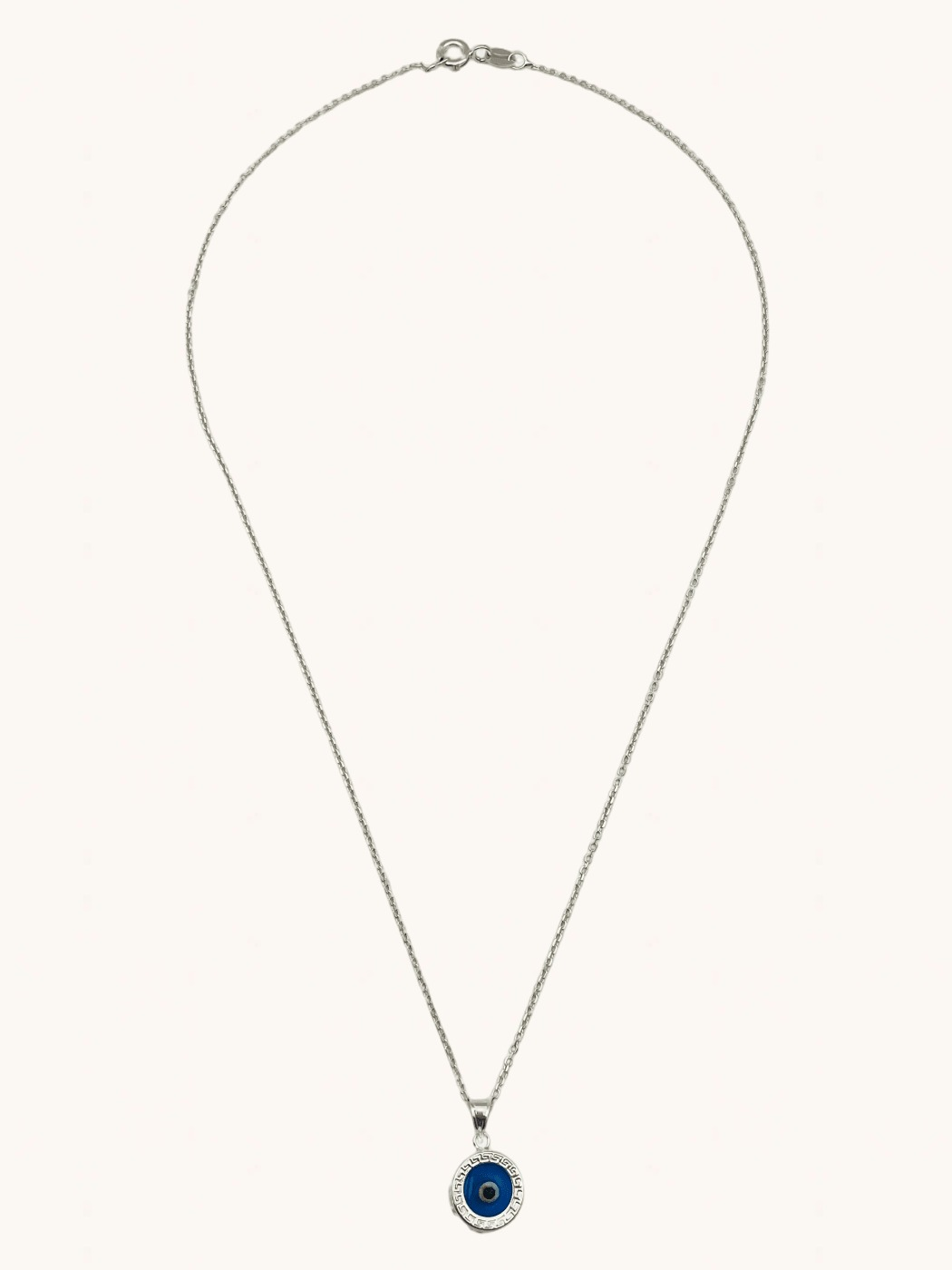 Rear View of Azure Amulet Pendant Necklace in Sterling Silver Fixed Length 925 Metal One Size 2.8gms