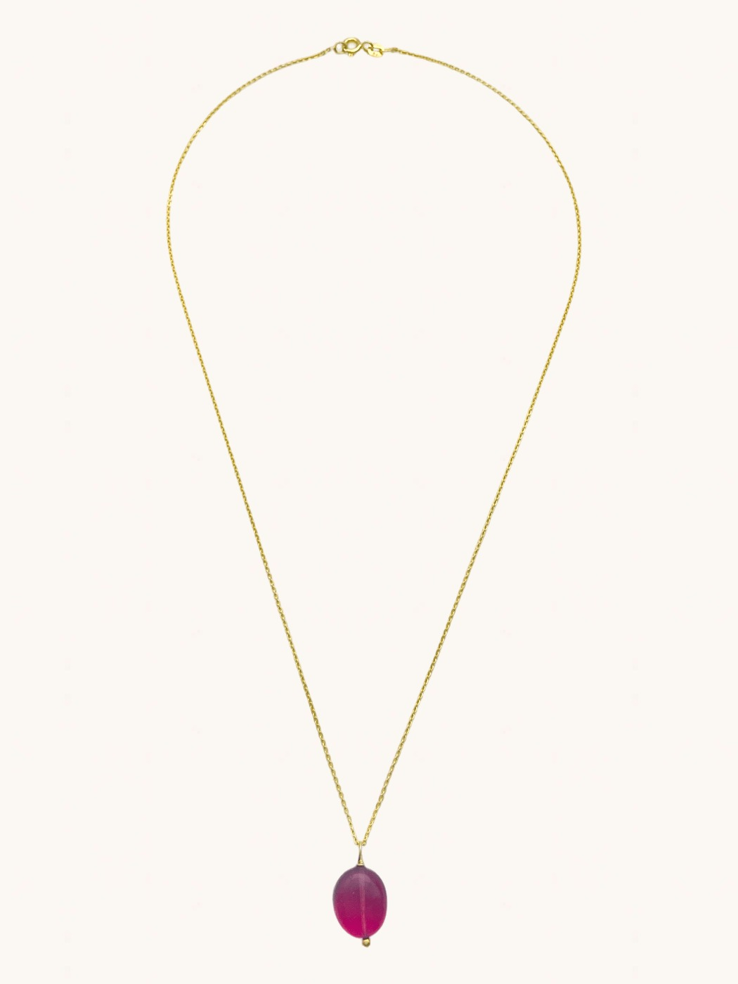 Rear View of Gold-Plated Tumble Stone Pendant Necklace Fixed Length 18k Gold Plated 925 Sterling Silver Metal One Size 3.3gms