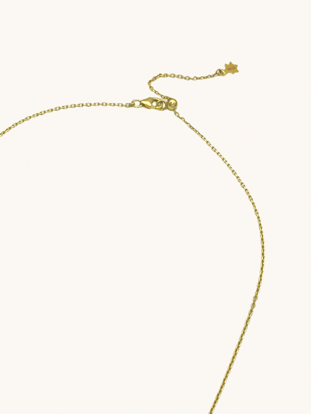 Rear View of Rayan charm necklace in 18k gold plated silver Adjustable Length Gold Plated 925 Sterling Silver Metal One Size 3.3gms