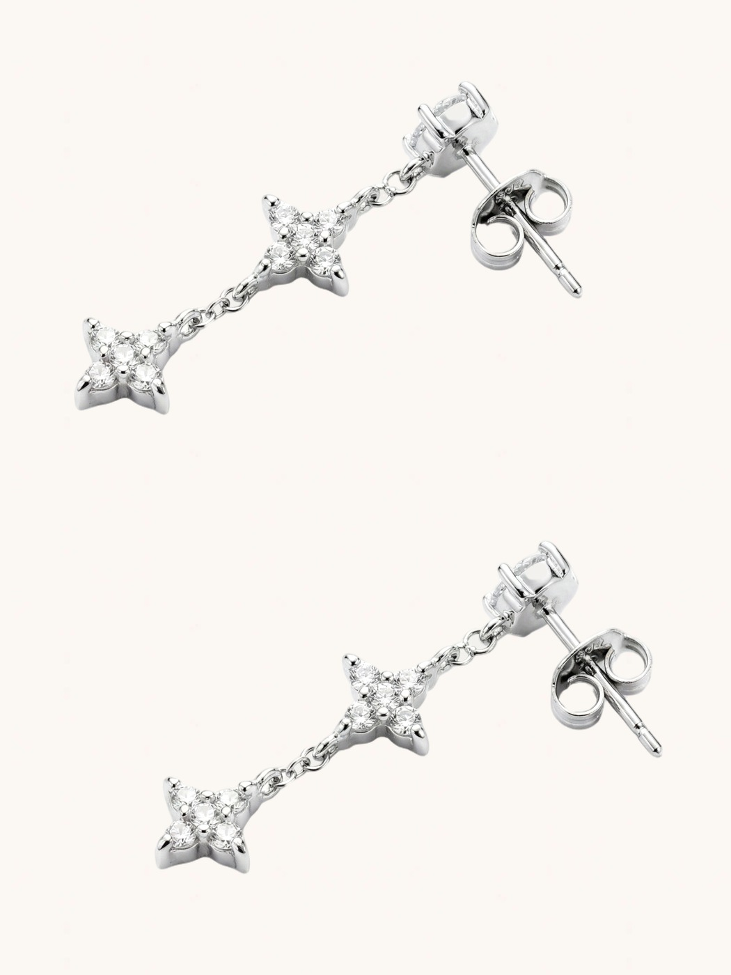 Rear View of Irene Star Charm Dangle Earrings in 925 Sterling Silver Jewelry for Pierced Ears 1.2gms