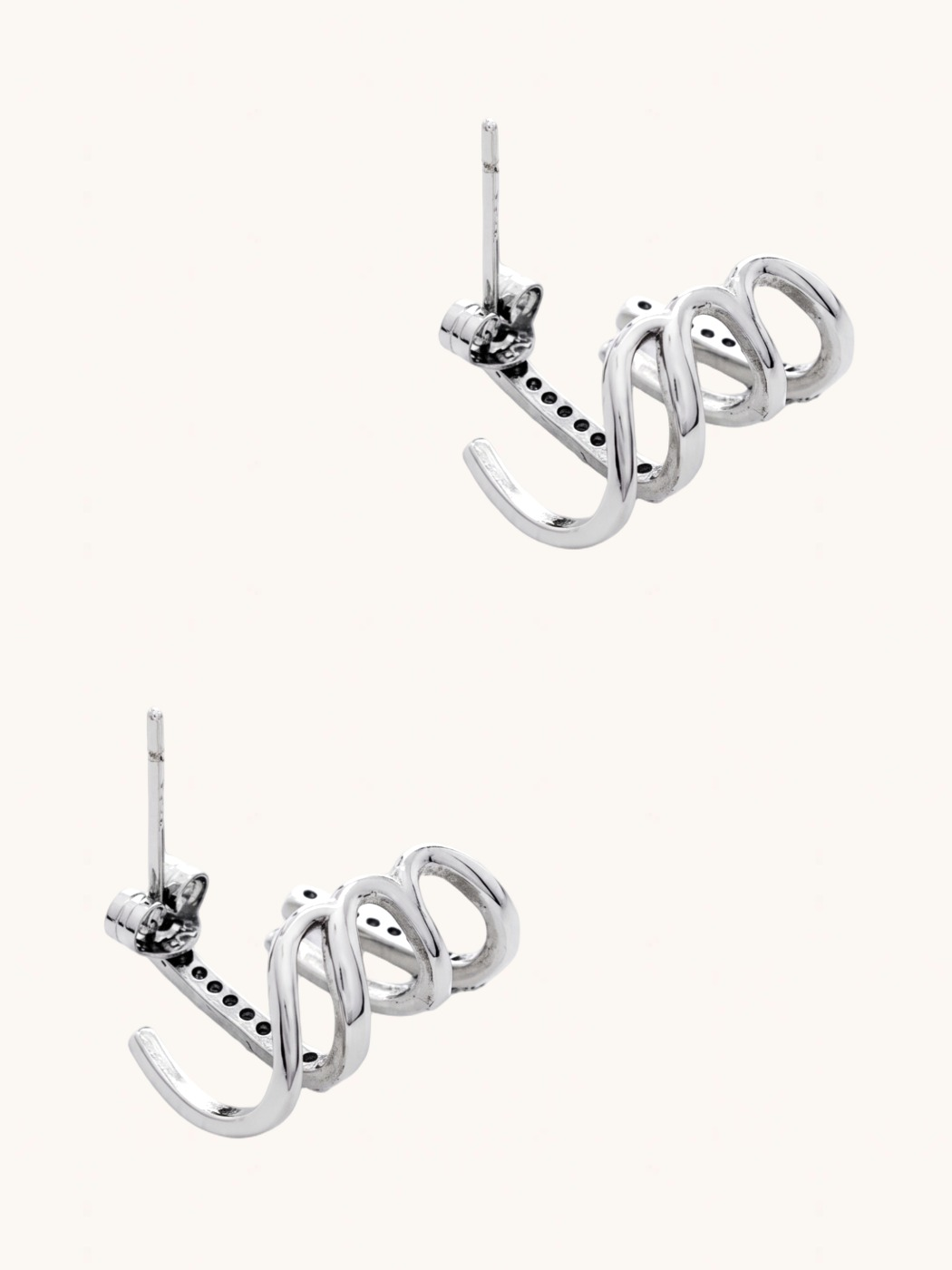 Rear View of Carla Claw Stud Earrings Jewelry for Pierced Ears 925 Sterling Silver 1.5 cm 2.4gms