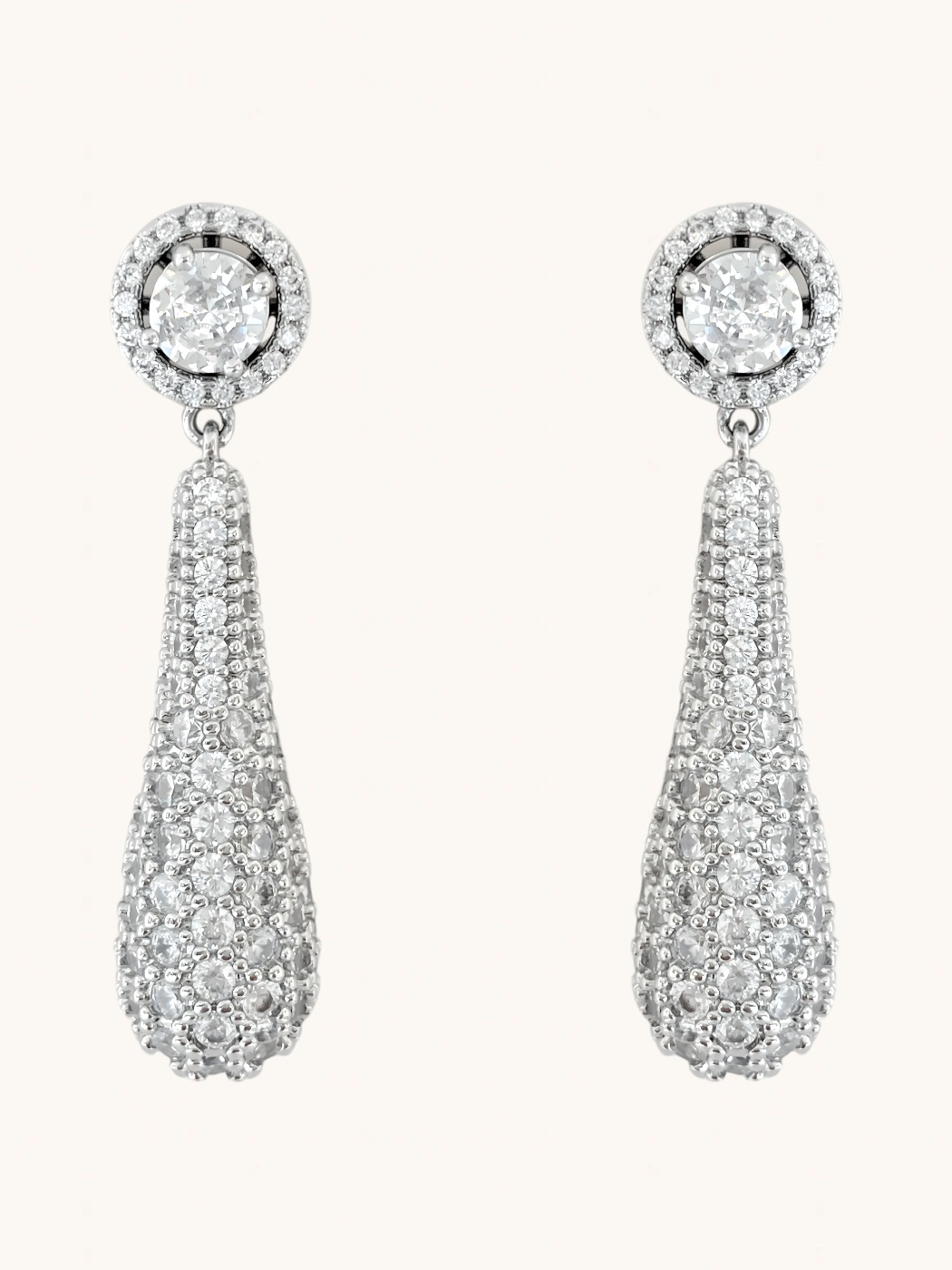 Front View of Diorra Detachable Drop & Stud Earrings Jewelry for Pierced Ears Post / Pin Push in 925 Sterling Silver Stamp Marked One Size 12gms