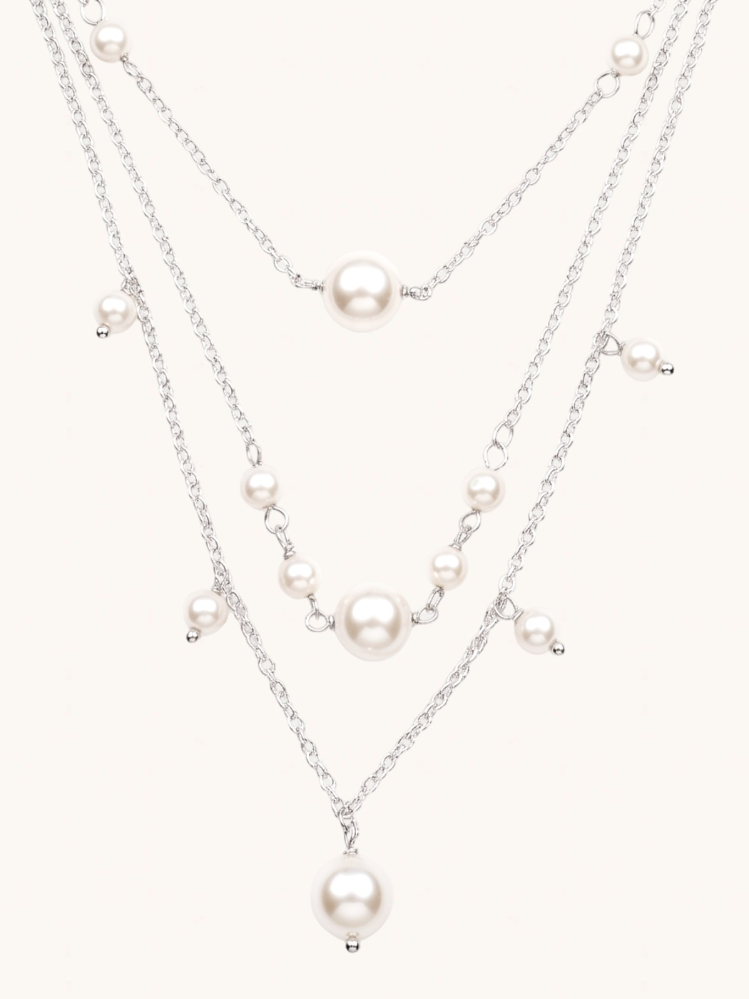 Front View of Myra Pearl Necklace Adjustable Length 925 Sterling Silver One Size 12.4gms