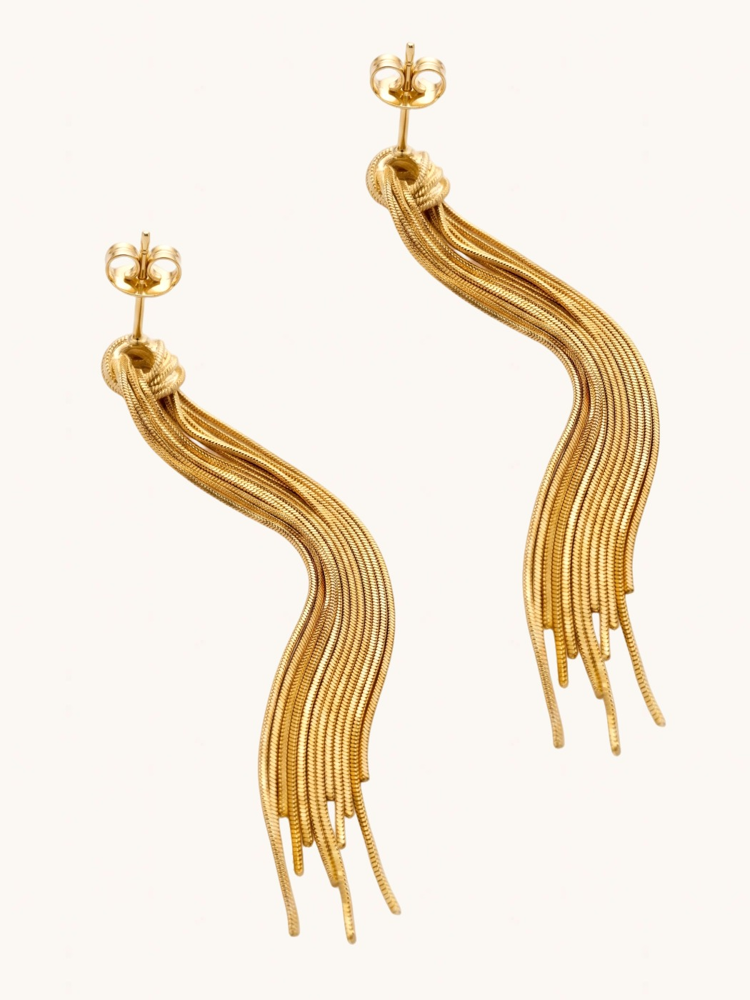 Rear View of Clara Tassel Earrings Jewelry for Pierced Ears Gold Plated Copper 18k 925 Sterling Silver One Size 15.5gms
