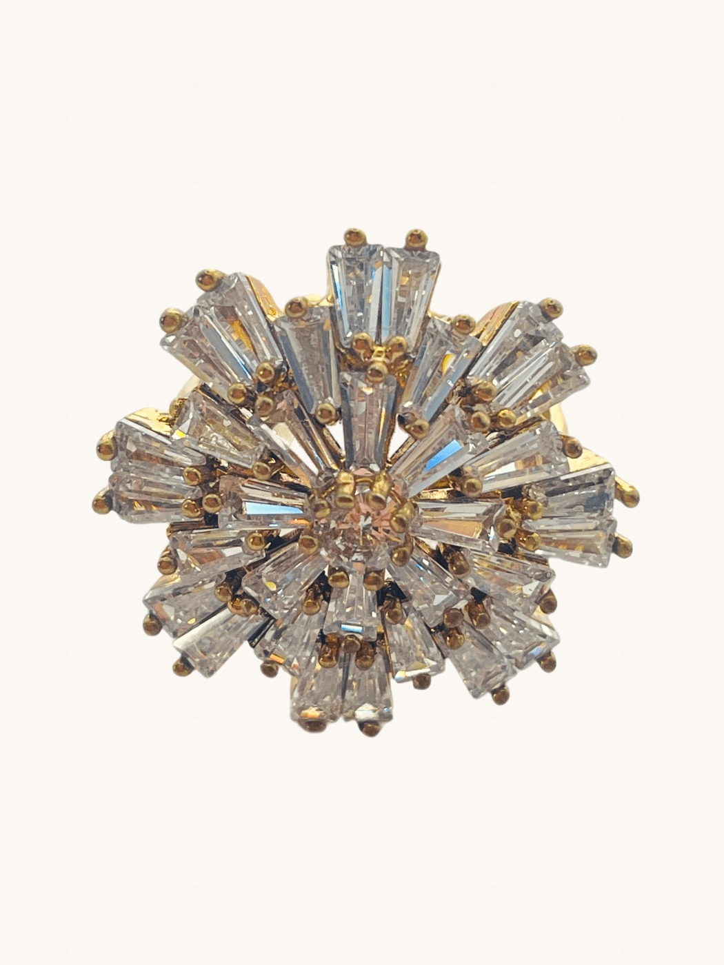 Front View of Blossom Ring in 18k Gold-Plated Sterling Silver Regular Gold Plated 925 Metal One Size 8gms