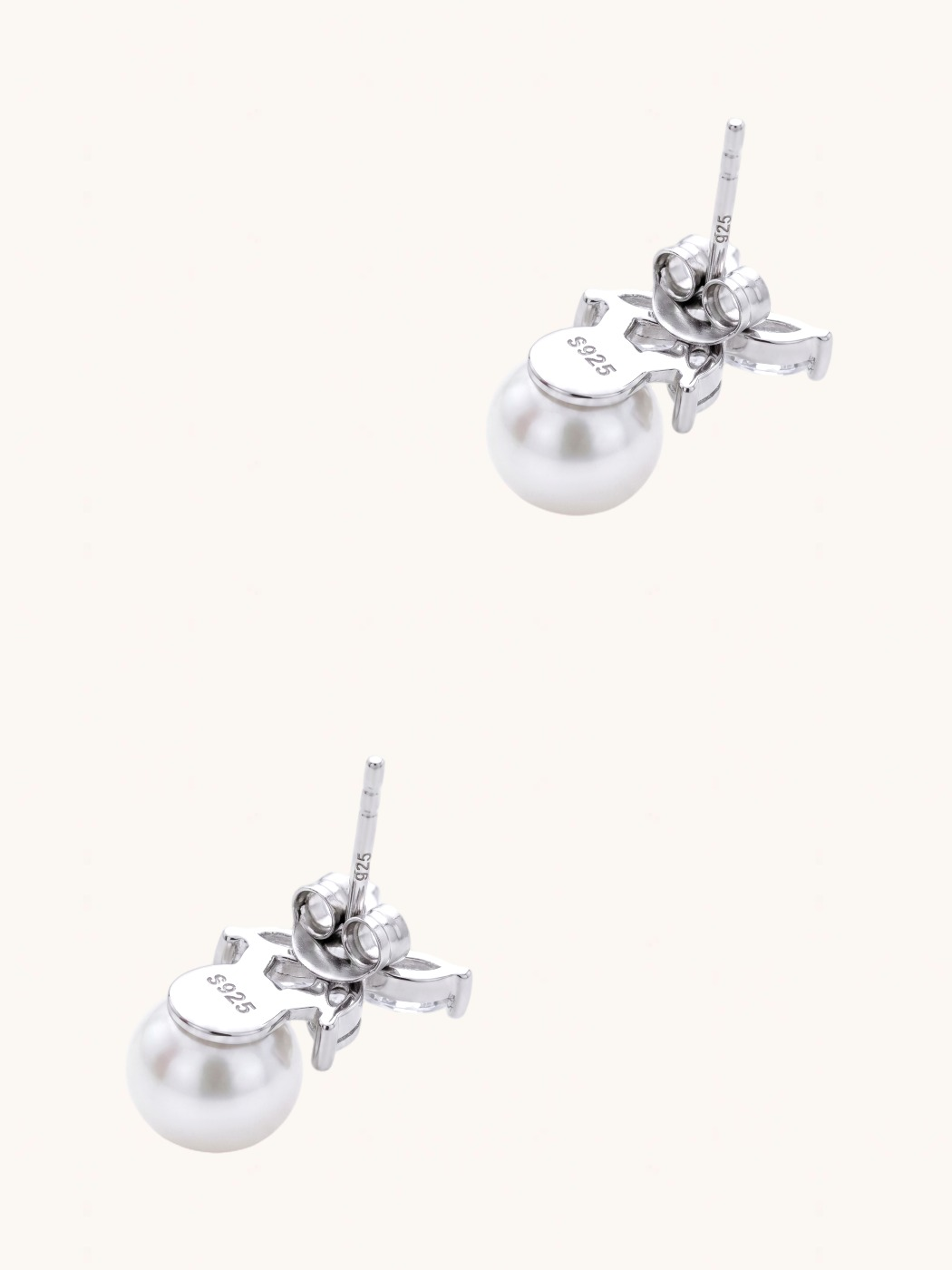 Rear View of Chloe Pearl Drop Earrings Jewelry for Pierced Ears 925 Sterling Silver 16 mm 3.7gms