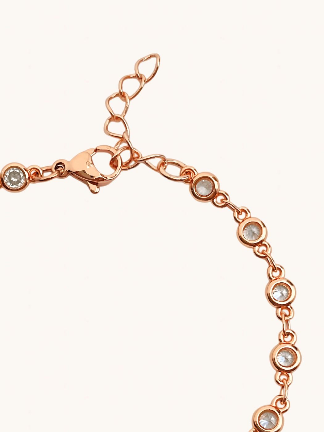 Rear View of Lara Bracelet - Rose Gold Adjustable Length 18k Plated 925 Sterling Silver Metal One Size 5.4gms