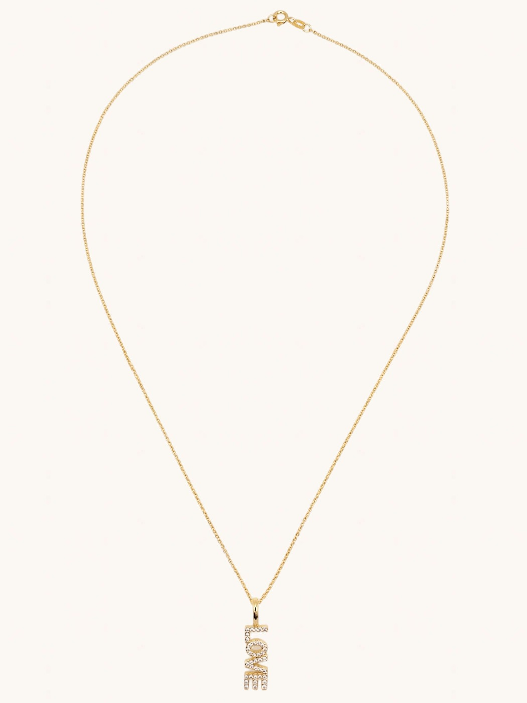 Rear View of Love Pendant Necklace Fixed Length 18k Gold Plated 925 Sterling Silver Brass 18 inches 2.7gms