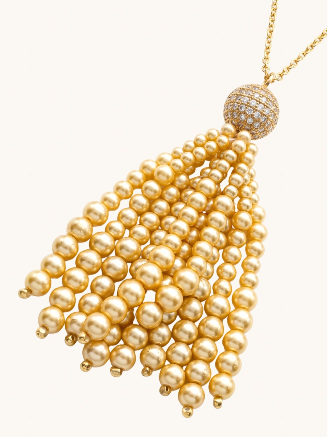Closeup of Selina Pearl Tassel Necklace Fixed Length 18k Gold Plated 925 Sterling Silver Brass One Size 23.3gms