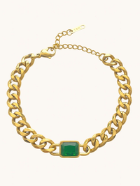 Front View of Atlantic Sparkle Agate Bracelet in 18K Gold Plated Metal Adjustable Length 18k Steel | Hypoallergenic Tarnish Resistant Sweat Water Stone Eco - Friendly One Size 5.2gms