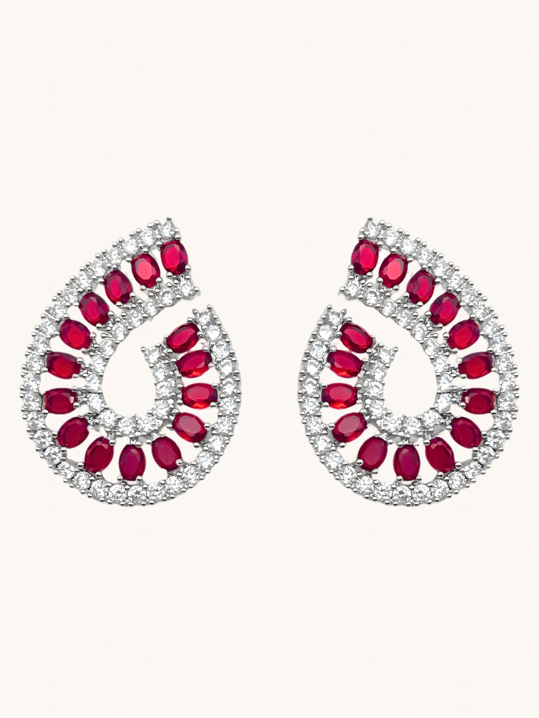 Front View of Sirene Swirl Earrings Jewelry for Pierced Ears Post / Pin & Push in 925 Sterling Silver Stamp Marked 10.2gms