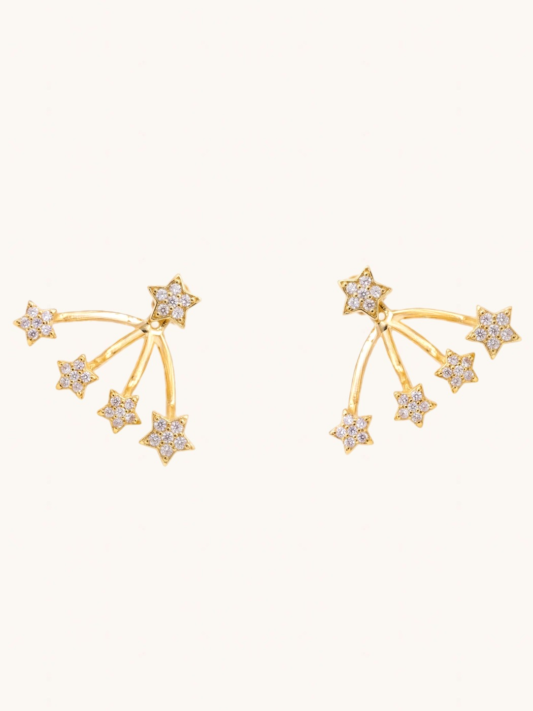 Front View of Jia Ear Jacket Earrings Jewelry for Pierced Ears 18k Gold Plated 925 Sterling Silver 2 cm 2.1gms