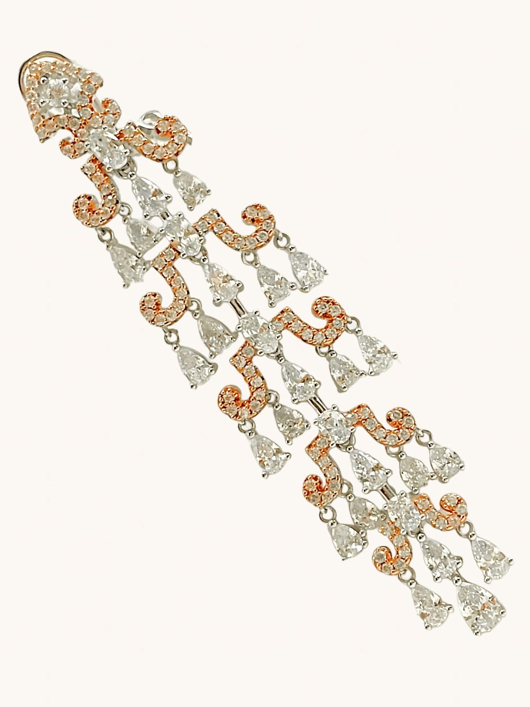 Closeup of Charlotte Chandelier Earrings in Sterling Silver Jewelry for Pierced Ears 925 Metal Stone One Size 23.86gms