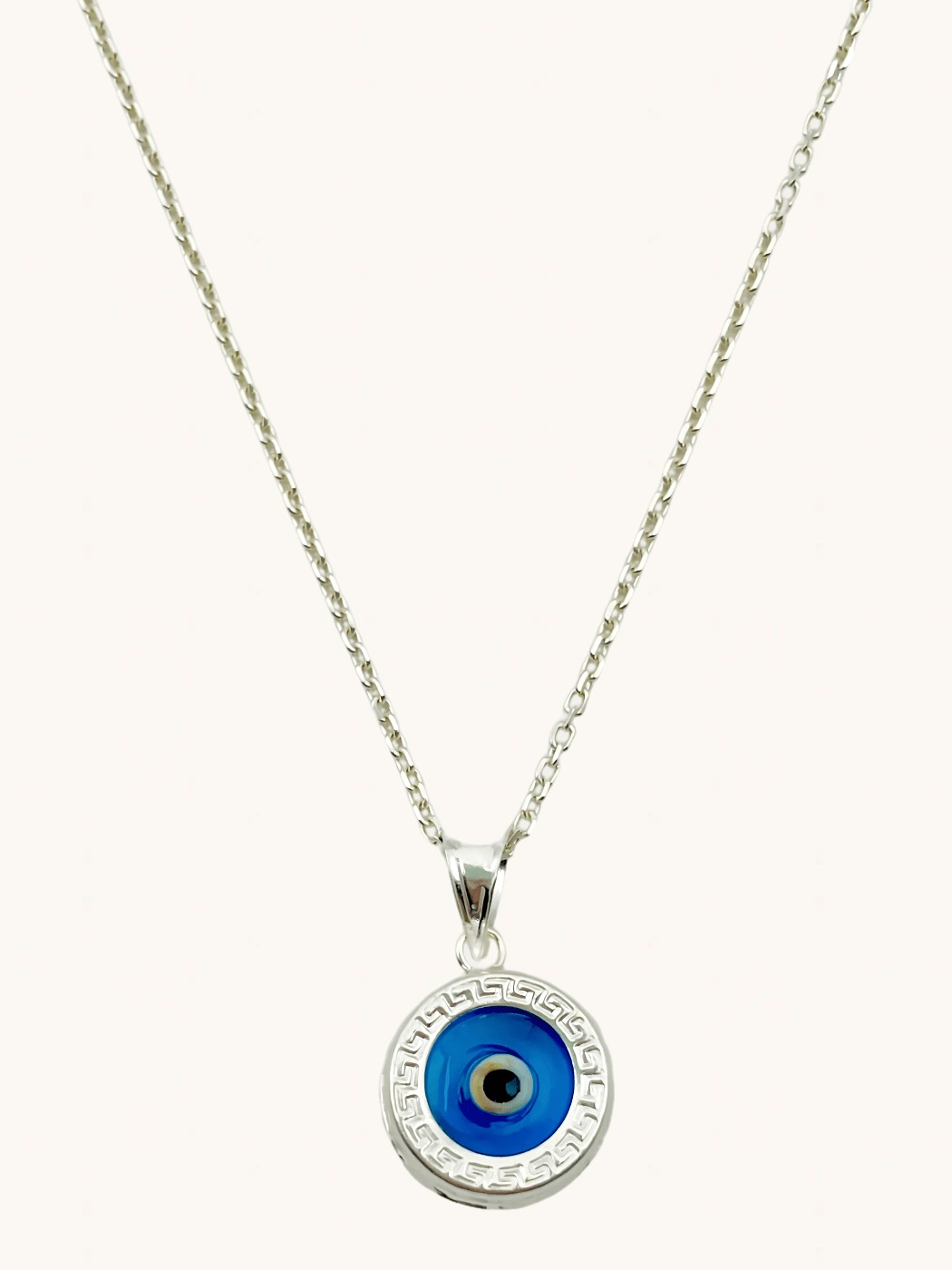 Front View of Azure Amulet Pendant Necklace in Sterling Silver Fixed Length 925 Metal One Size 2.8gms