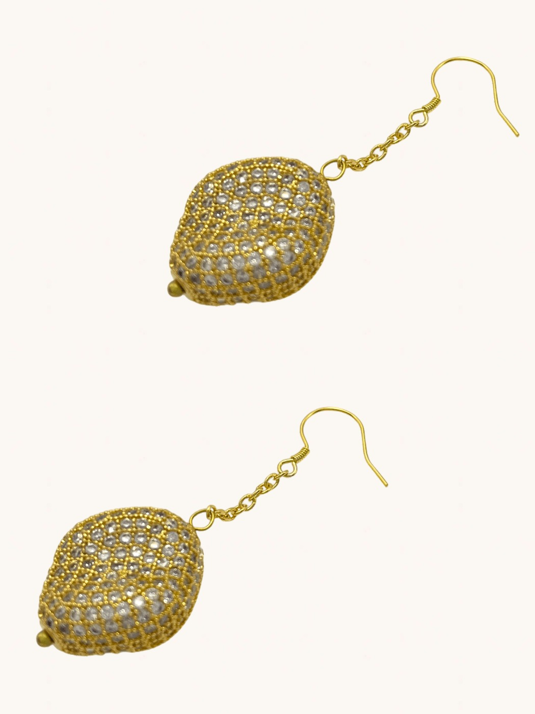 Rear View of Natasha Nugget Dangle Earrings in 18K Gold Plated Sterling Silver Jewelry for Pierced Ears Brass 925 Metal Stone One Size 12.6gms