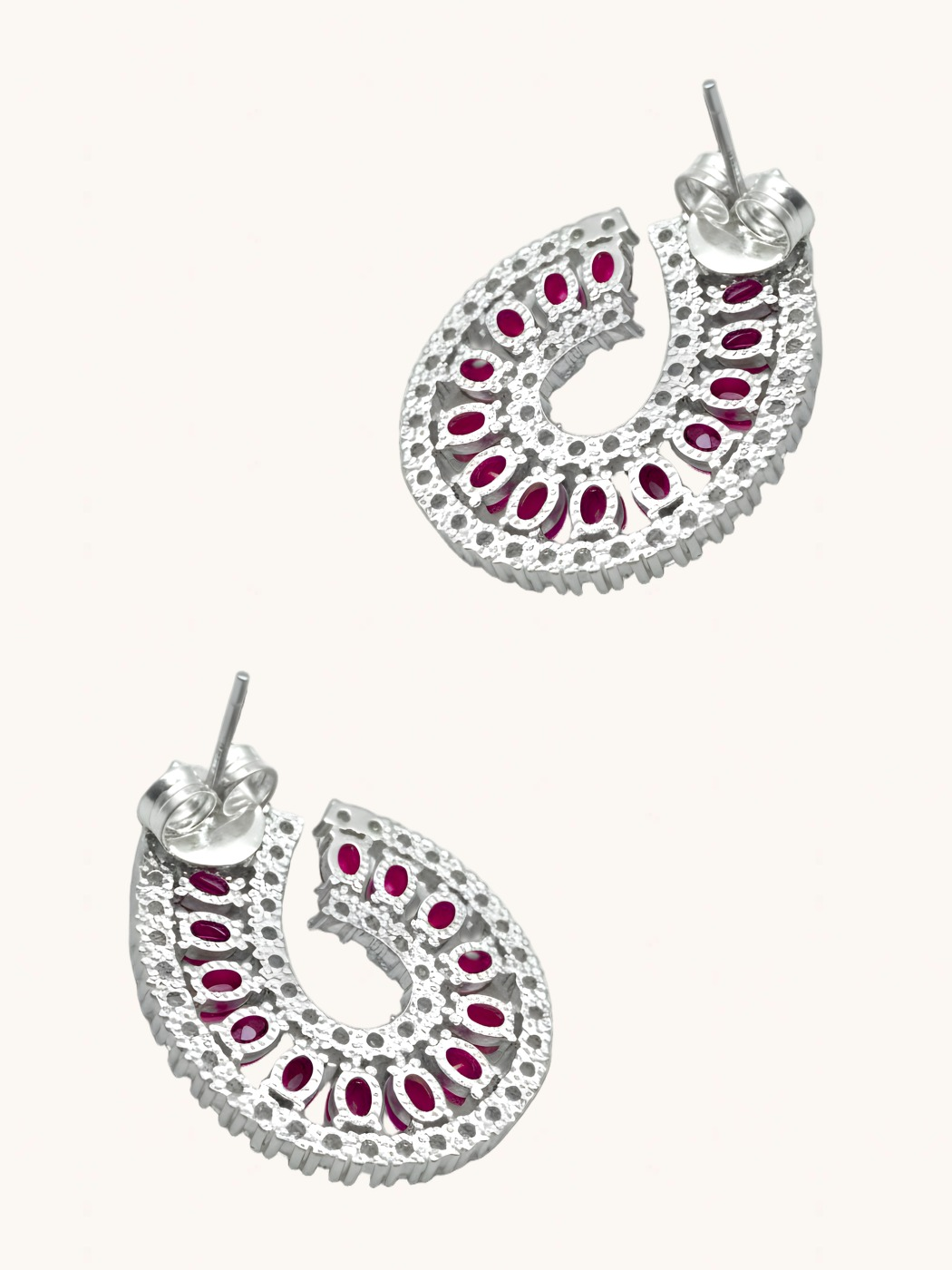 Rear View of Sirene Swirl Earrings Jewelry for Pierced Ears Post / Pin & Push in 925 Sterling Silver Stamp Marked 10.2gms
