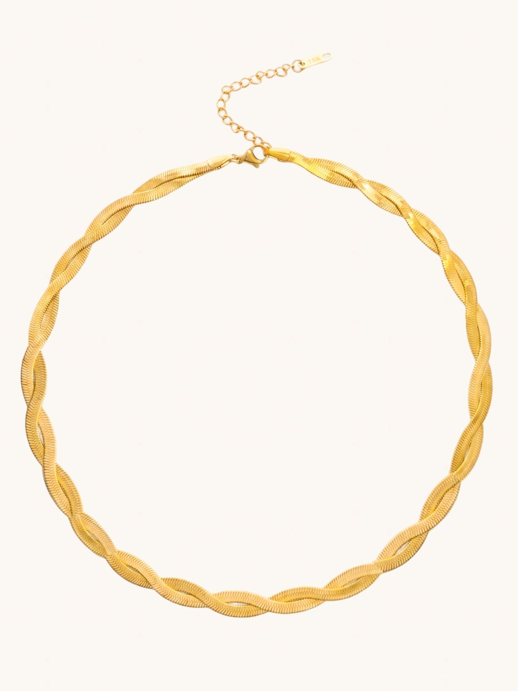 Front View of Raia Ripple Necklace Adjustable Length 18k Gold Plated Steel | Hypoallergenic Tarnish Resistant Sweat Water Eco - Friendly One Size 11.7gms Stainless