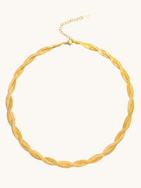 Front View of Raia Ripple Necklace Adjustable Length 18k Gold Plated Steel | Hypoallergenic Tarnish Resistant Sweat Water Eco - Friendly One Size 11.7gms Stainless
