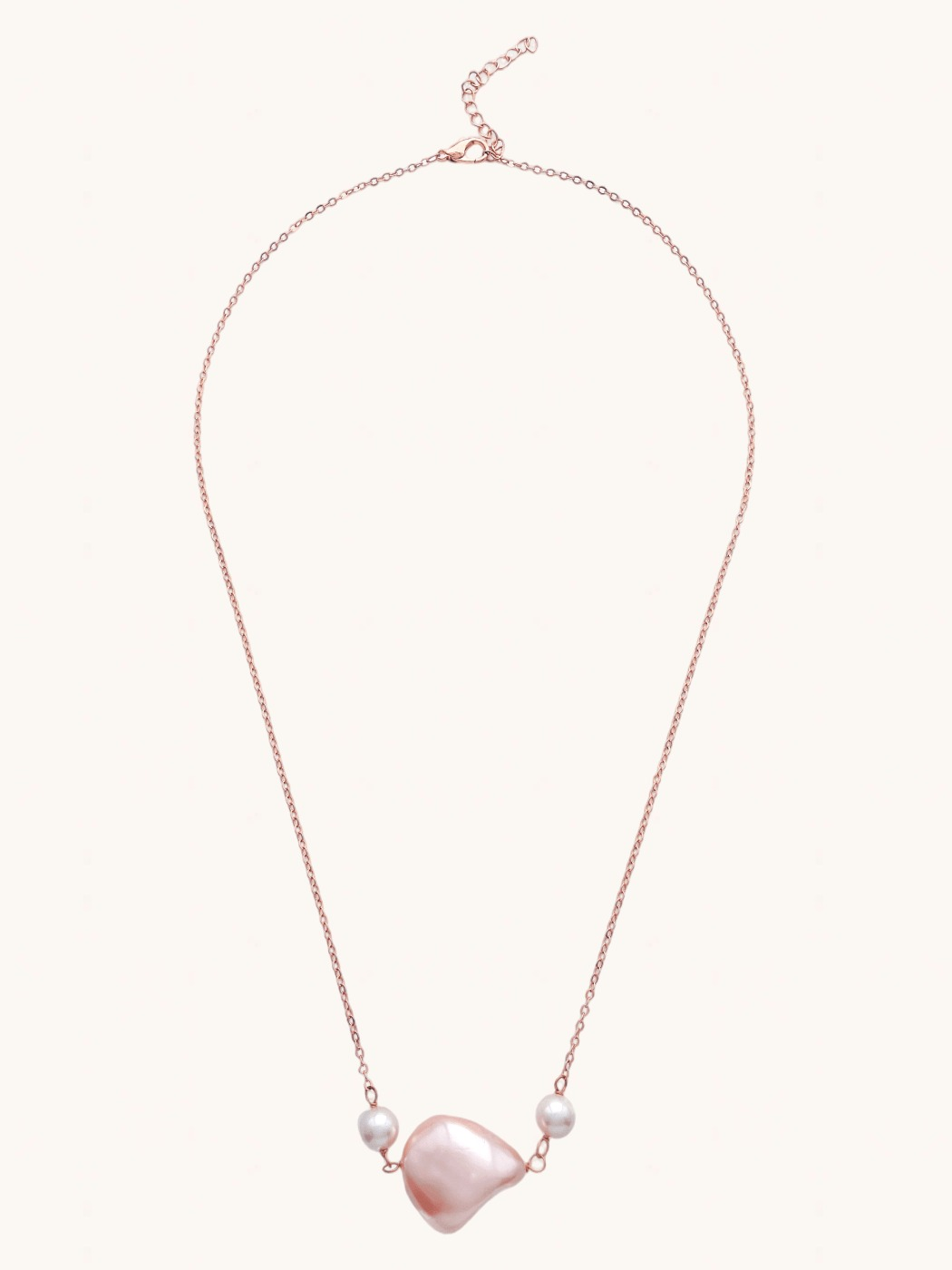 Rear View of Mariah Pendant Necklace Adjustable Length 18k Rose Gold Plated 925 Sterling Silver Metal Stone One Size 8.4gms