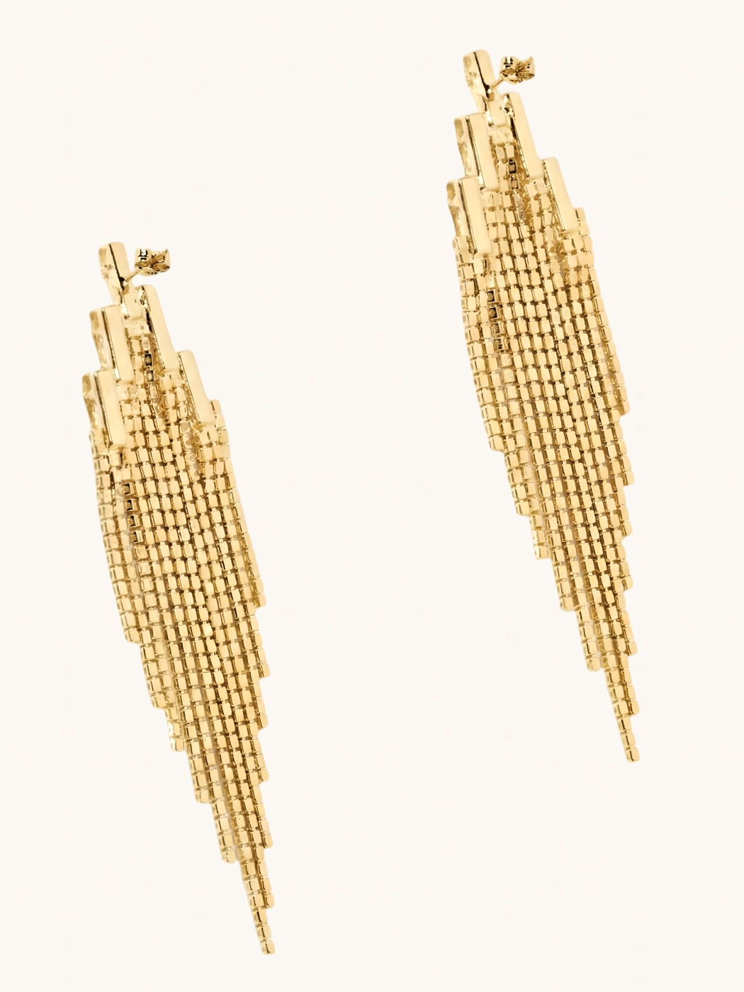Rear View of Elise Waterfall Earrings in Gold Plated Metal-Yellow Jewelry for Pierced Ears Brass One Size 14.8gms Sterling Silver