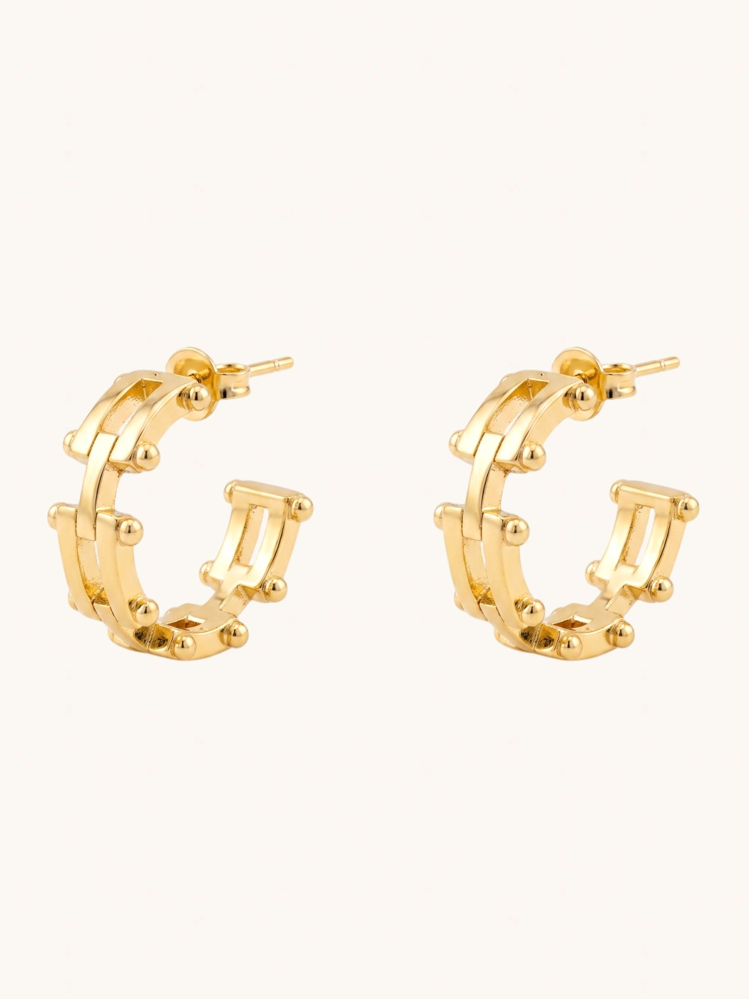 Front View of Marya Hoop Earrings Jewelry for Pierced Ears Gold Plated Brass One Size 5.8gms