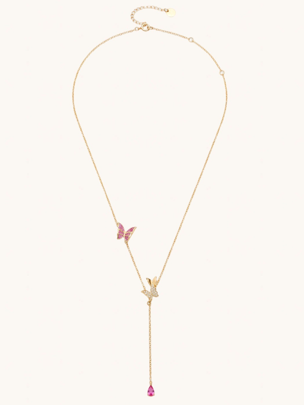 Rear View of Astrid Lariat Necklace Adjustable Length 18k Gold Plated 925 Sterling Silver One Size 2.5gms