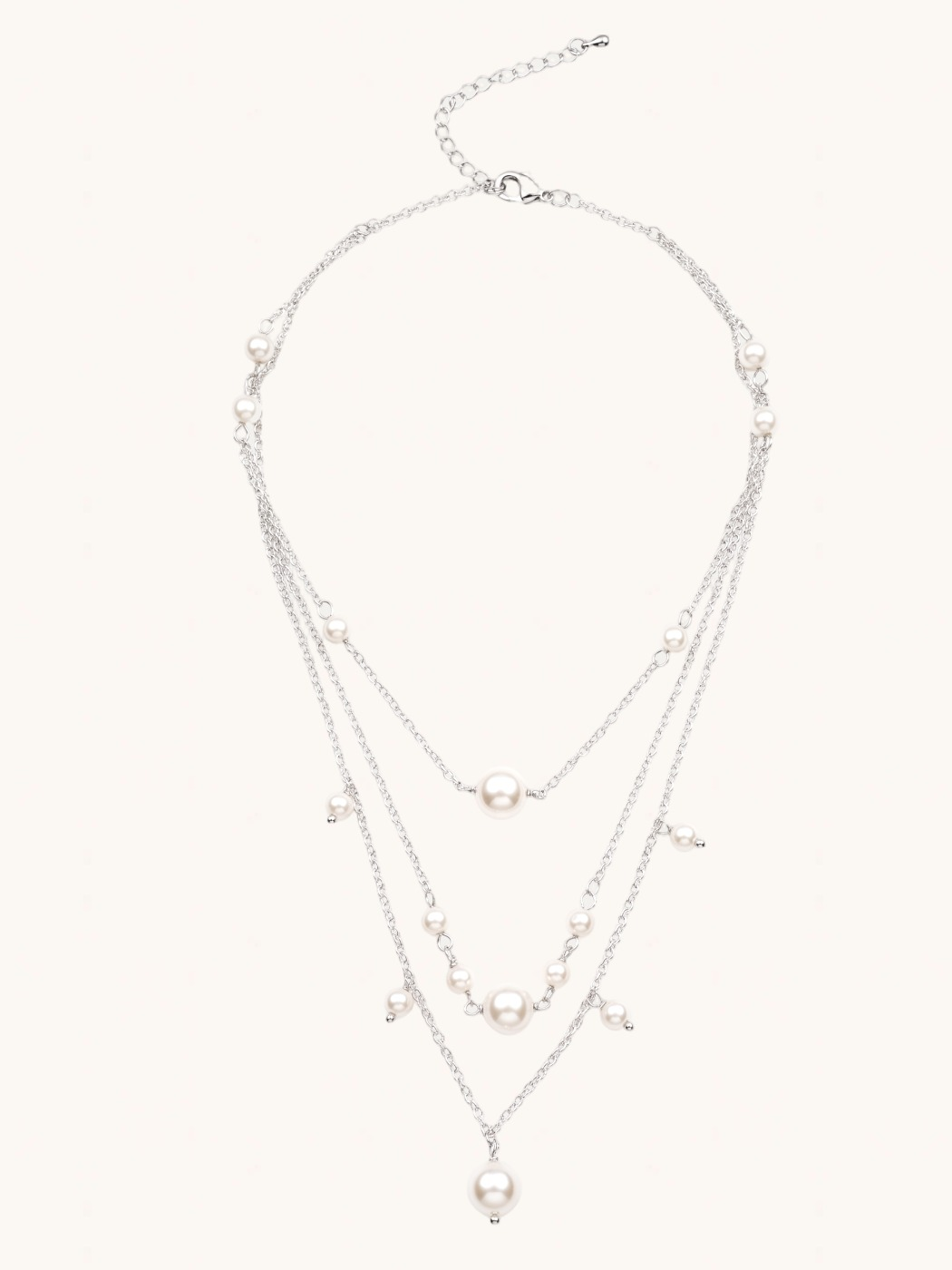 Rear View of Myra Pearl Necklace Adjustable Length 925 Sterling Silver One Size 12.4gms