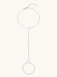 Front View of Irene Star Hand Chain Bracelet in 925 Sterling Silver Comfort Fit One Size 1.5gms
