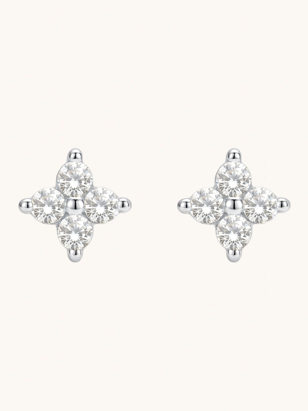 Front View of Irene Star Stud Earrings in 925 Sterling Silver Jewelry for Pierced Ears 0.6gms