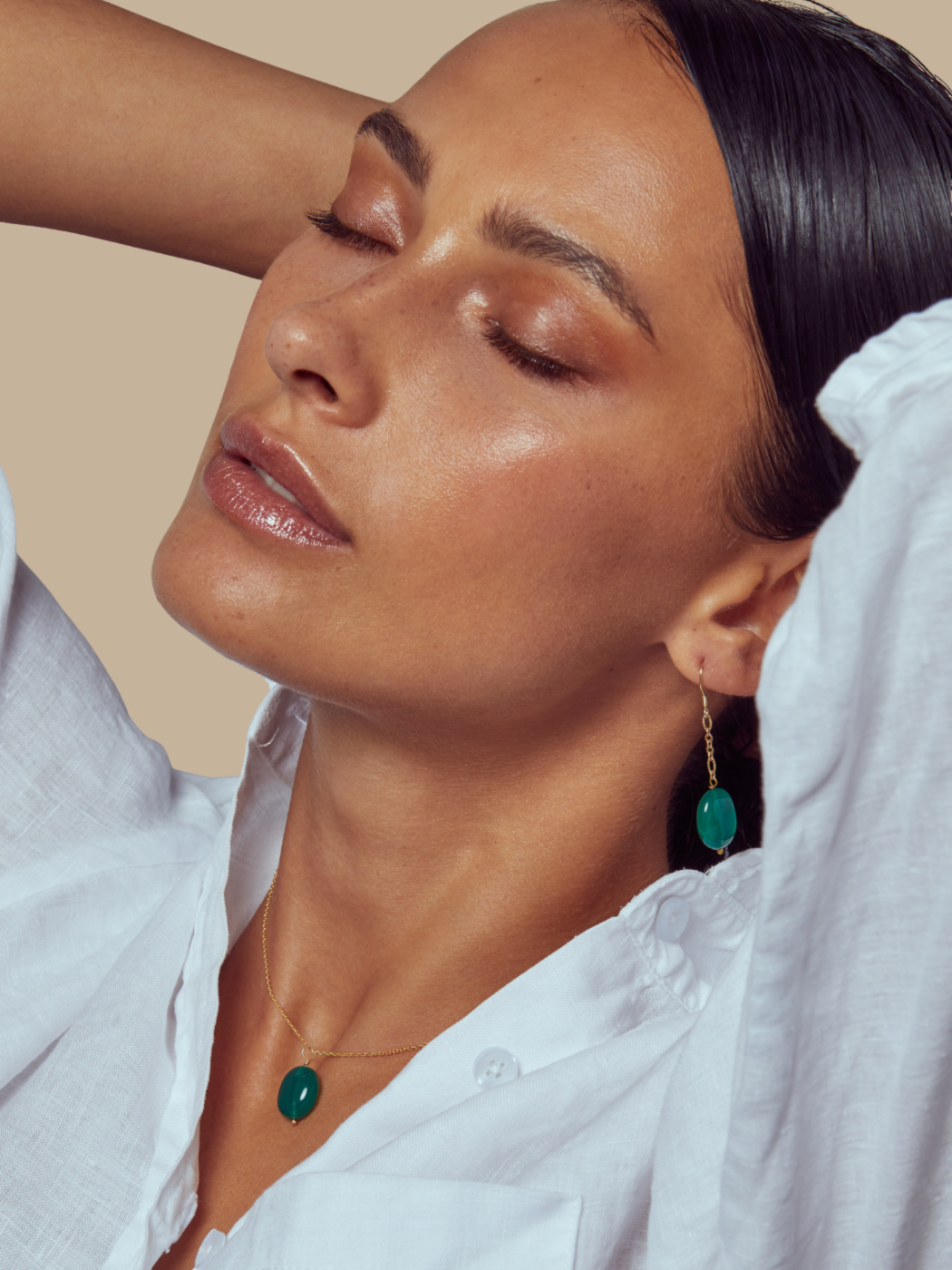 Alternate View of Model Wearing Liana Pendant Necklace Fixed Length 18k Gold Plated 925 Sterling Silver One Size 3.3gms