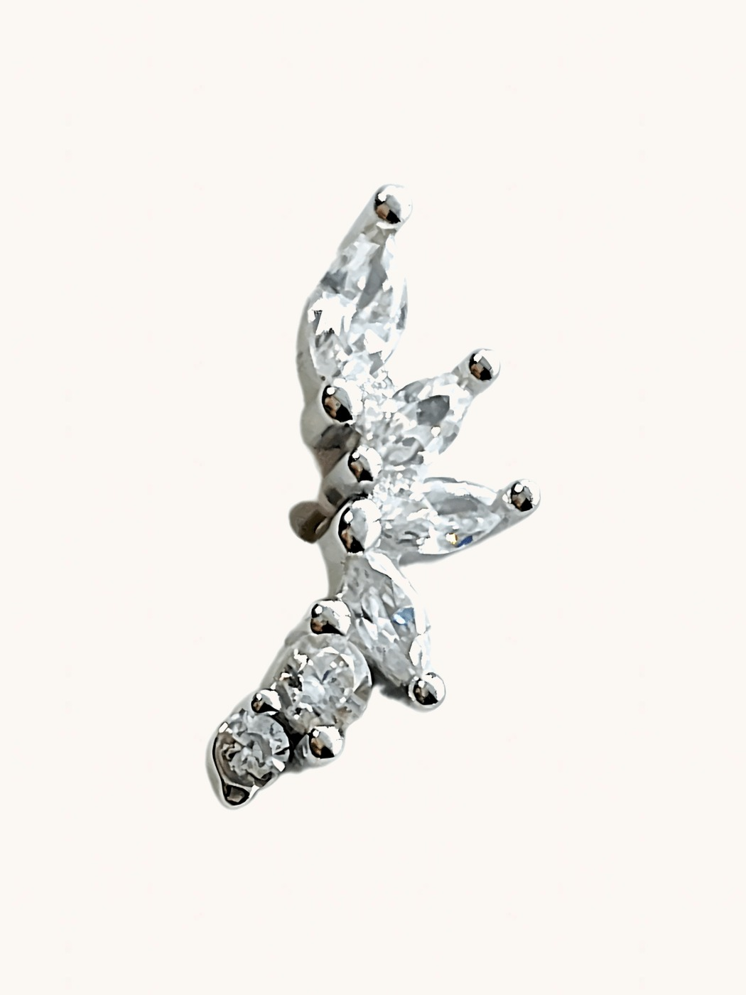 Front View of Kylie Single Stud Earring in 925 Sterling Silver Jewelry for Pierced Ears Metal Stone One Size 0.5gms