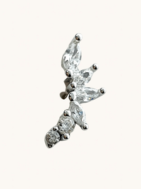Front View of Kylie Single Stud Earring in 925 Sterling Silver Jewelry for Pierced Ears Metal Stone One Size 0.5gms