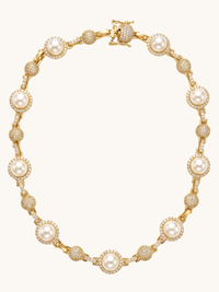 Front View of Alvera Pearl Necklace Comfort Fit 18K Gold Plated Brass 1.5 cm 55.3gms Mix Metal