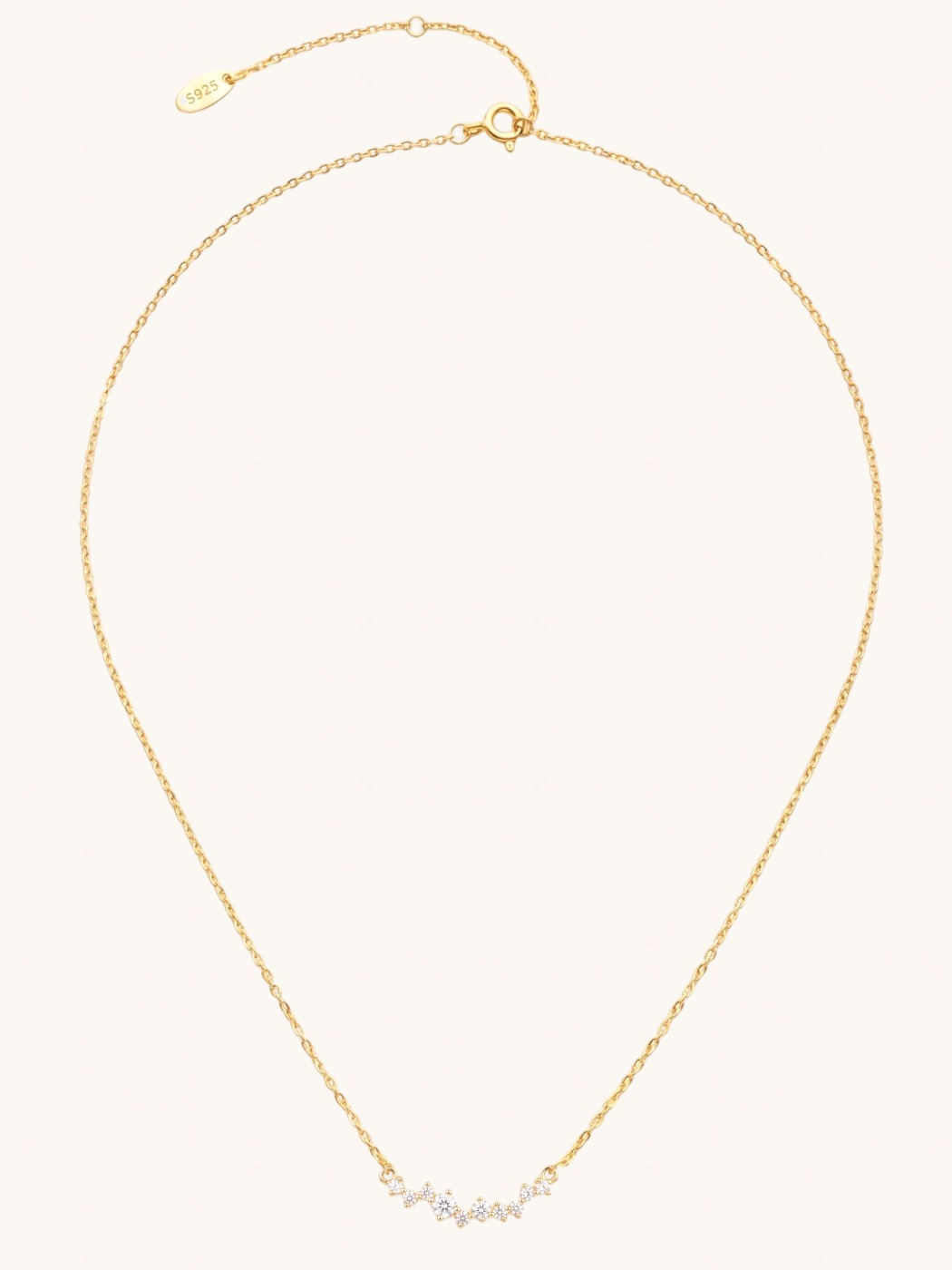 Rear View of The Regal Row Necklace-Gold Comfort Fit 18k Gold Plated 925 Sterling Silver One Size 1.6gms