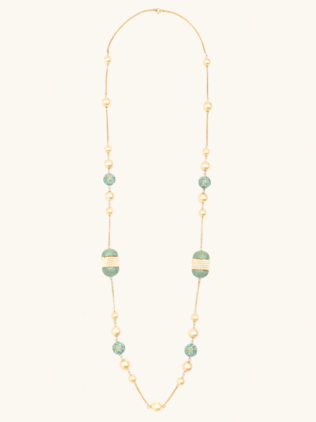 Closeup of Noorhan Necklace in 18K Gold Plated 925 Sterling Silver Fixed Length 18k Metal Stone One Size 52.1gms