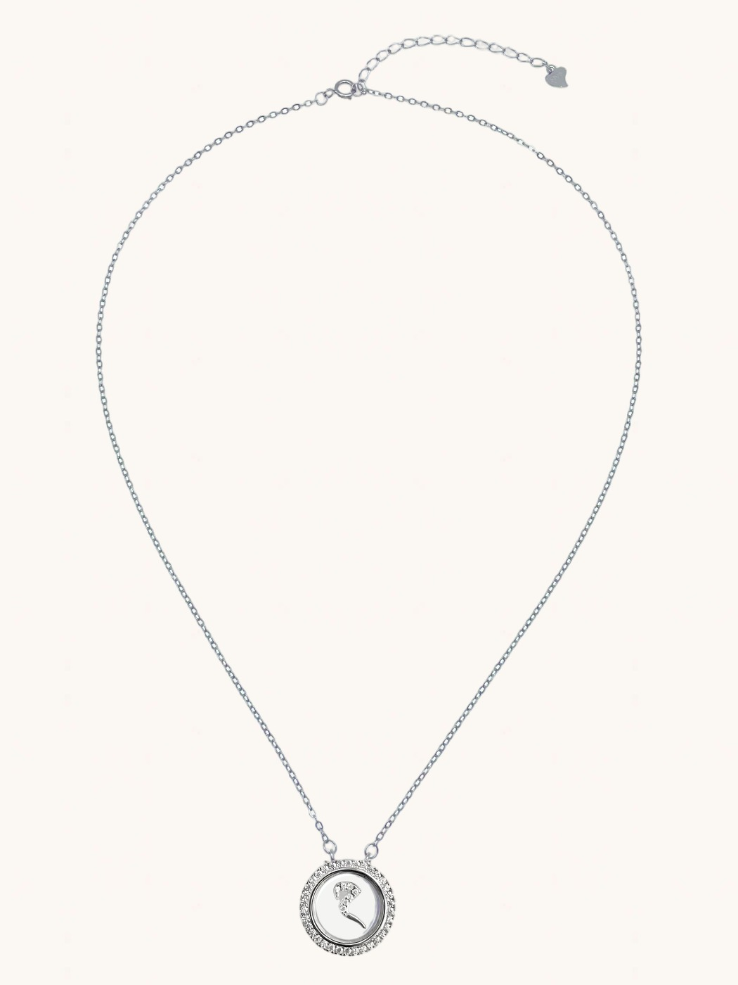 Rear View of Arabic Pendant "M" in 925 Sterling Silver Adjustable Length 16 inches 4gms
