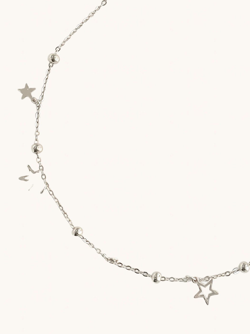 Closeup of Stella Star Anklet in 925 Sterling Silver Comfort Fit Metal 9 inches 1.8gms
