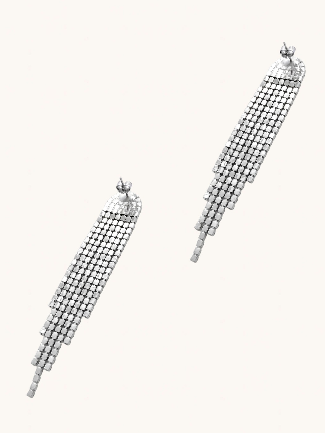 Rear View of Sally Shimmer Earrings Jewelry for Pierced Ears Rhodium Plated Copper 925 Sterling Silver One Size 11gms