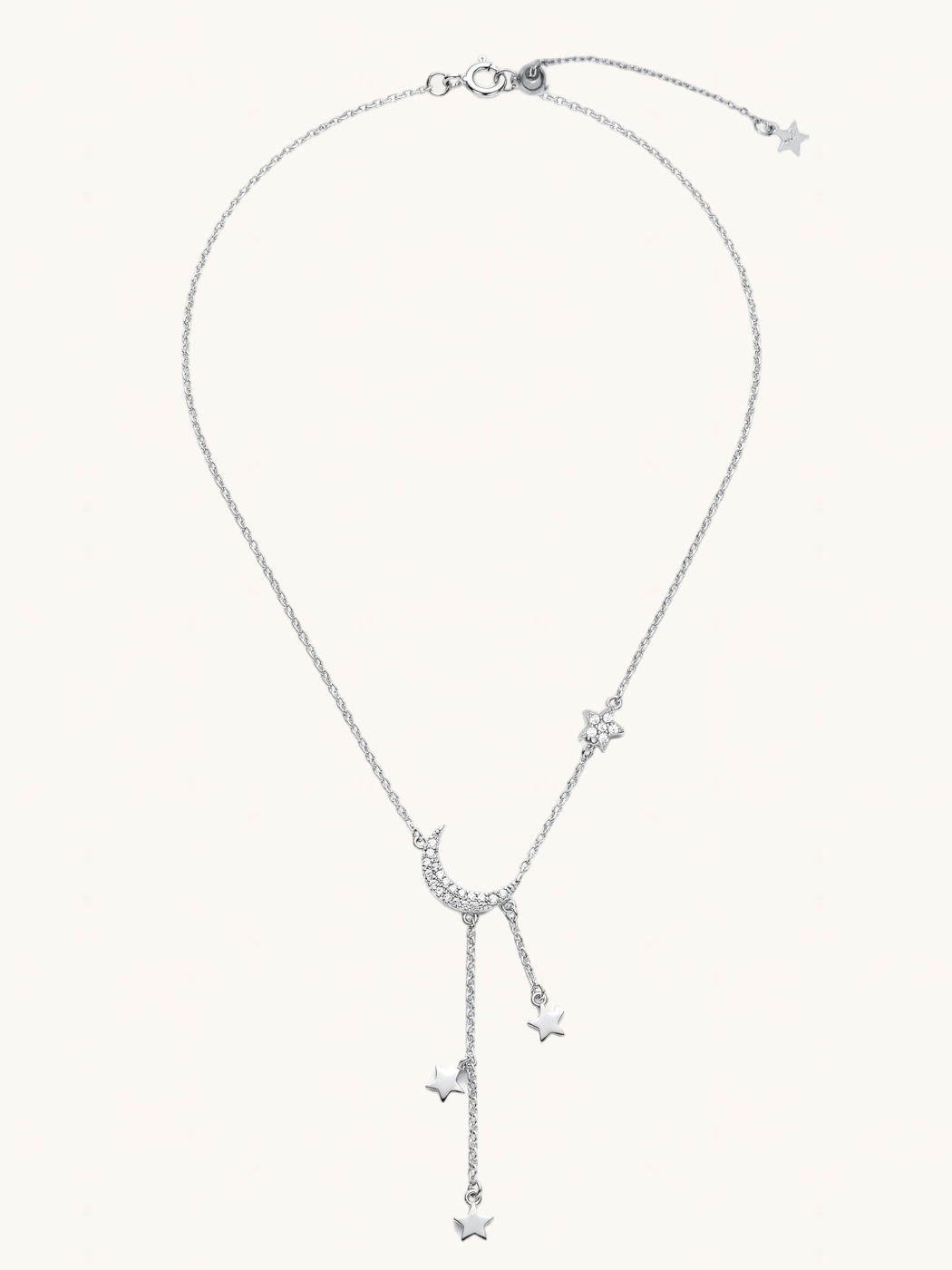 Rear View of Alia Lariat Necklace Adjustable Length 925 Sterling Silver 17 inches 2.1gms