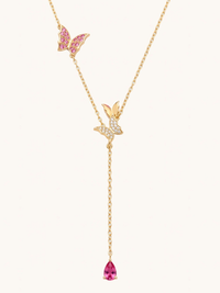 Front View of Astrid Lariat Necklace Adjustable Length 18k Gold Plated 925 Sterling Silver One Size 2.5gms