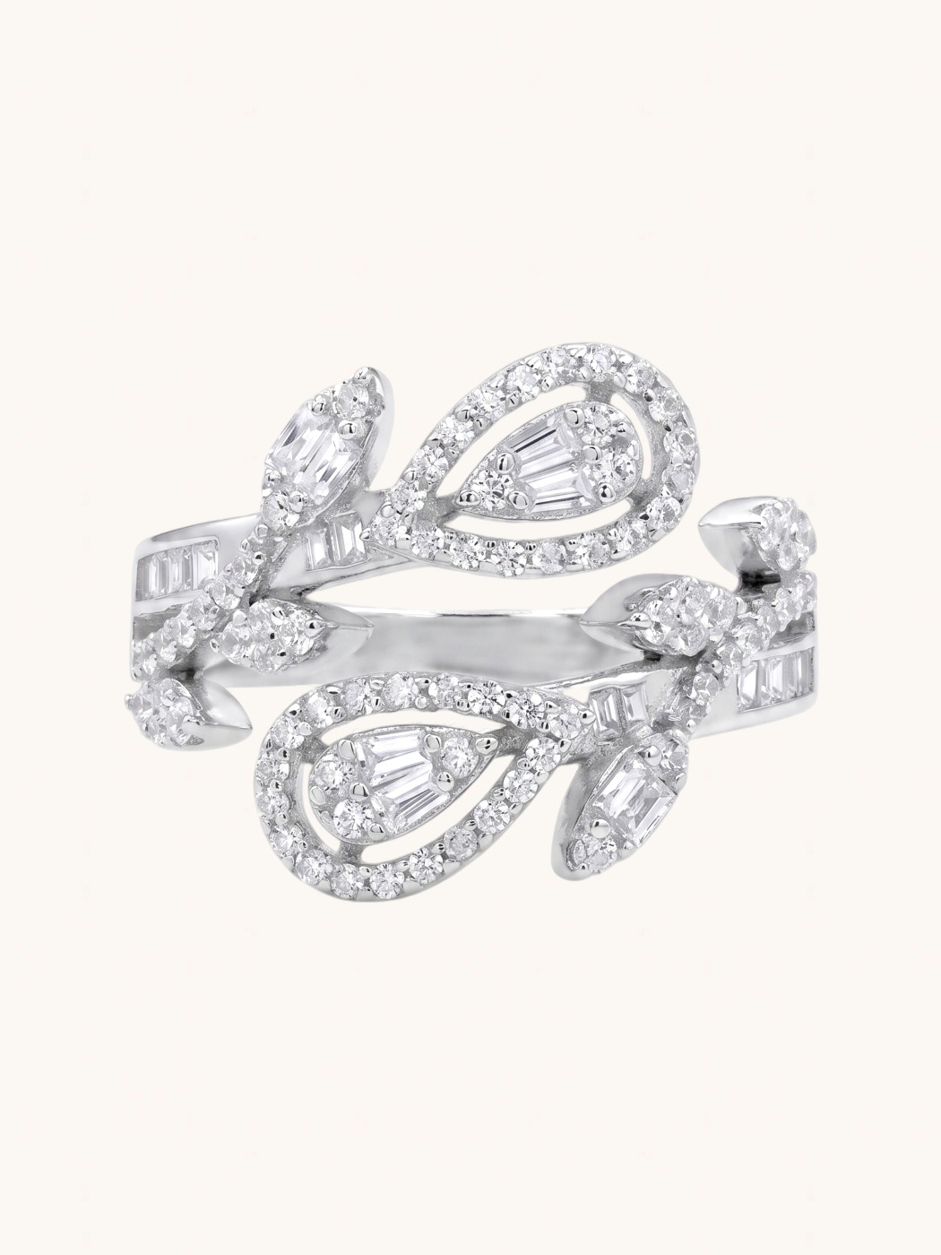 Front View of Cassy Open Adjustable Ring Comfort Fit 925 Sterling Silver 7 mm 3.4gms