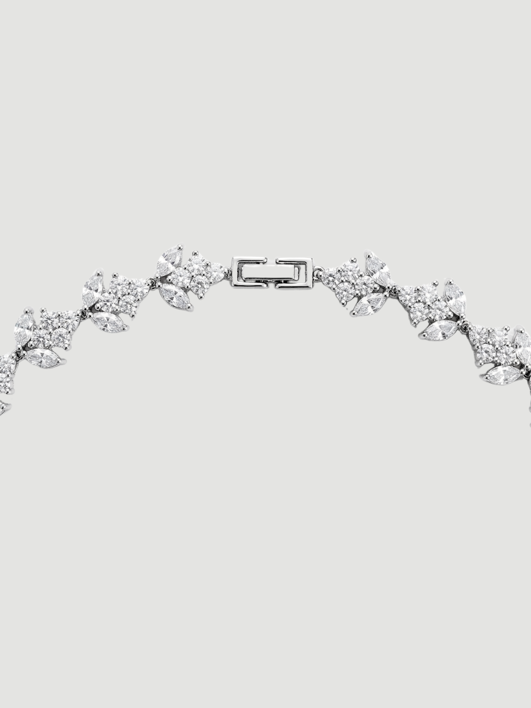 Rear View of Alba Necklace and Earrings Set in Rhodium Plated Metal Comfort Fit Copper One Size 58.2gms Mix
