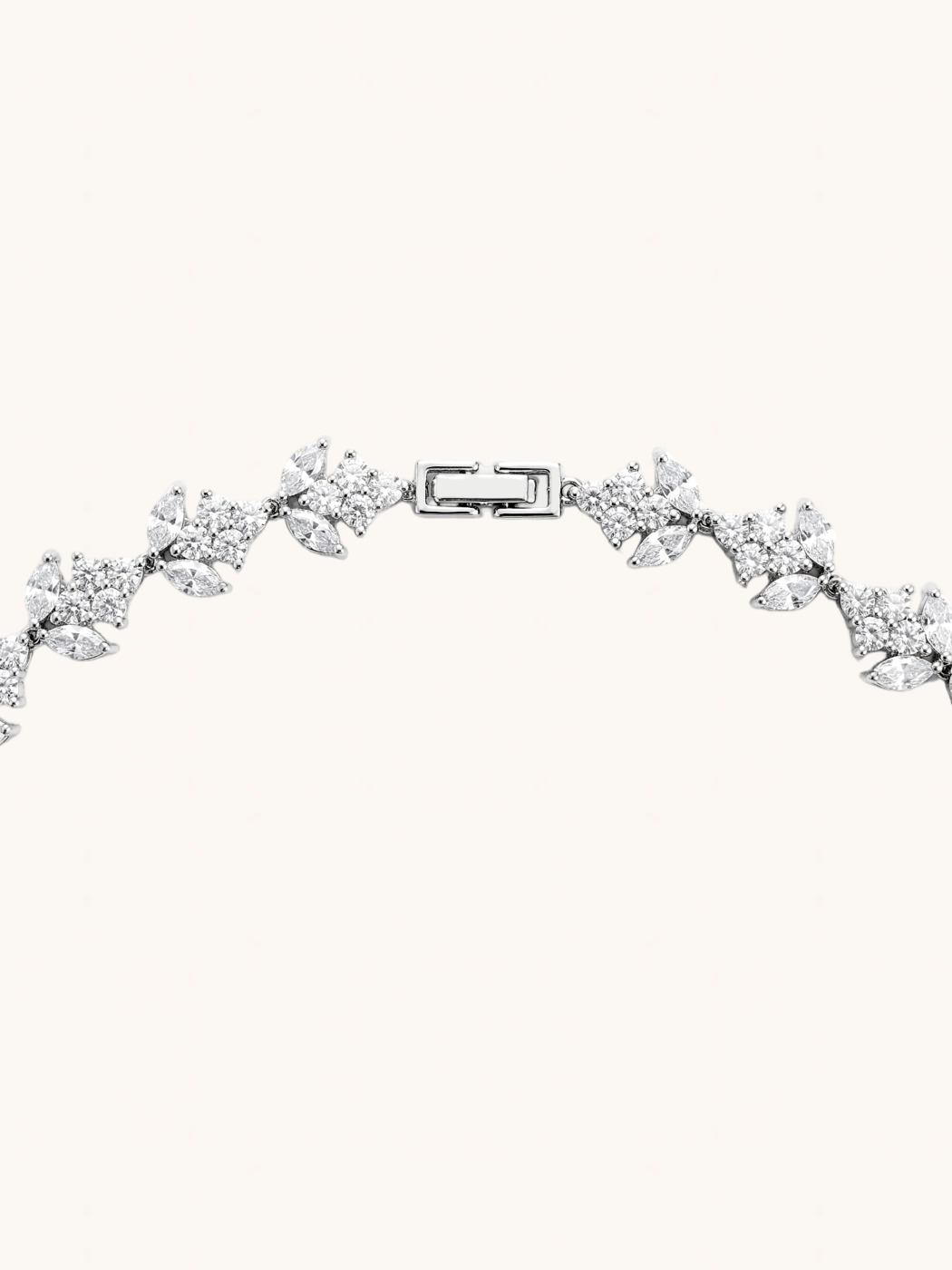 Rear View of Alba Necklace and Earrings Set in Rhodium Plated Metal Comfort Fit Copper One Size 58.2gms Mix